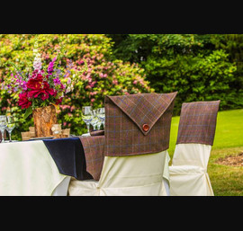 Tweed Chair Caps on Butter Linen on the Lawn of Close House Hotel