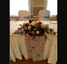 Floral Table Runner with Two Tone Twist Bow