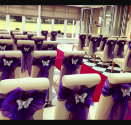 Cadburys Purple Sashes with Silver Butterflies at Gilsland Spa Hotel