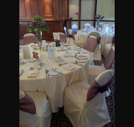 Wine Sashes on Butter Chair Covers at Norwood Hall