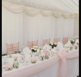 Soft Pink & Ivory Top Table Draping