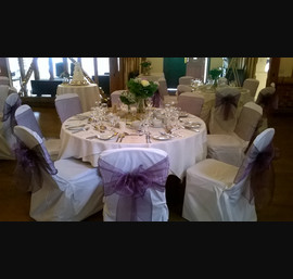 Heather Organza Sashes with White Chair Covers