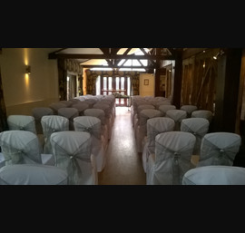 Sparkly Silver Organza Sashes with pearl bracelet on White Chair Covers