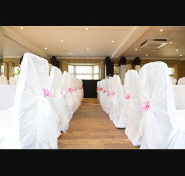 Ivory Organza Chair Hoods on White Chair Covers