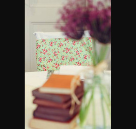 Floral Sash on White Chair Cover