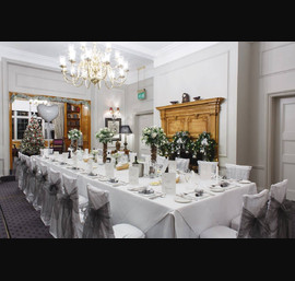 Sparkly Silver Organza Sashes on White Chair Covers