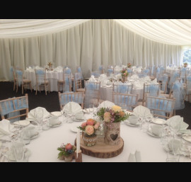 Pale Blue Organza Sashes on Chiavari Chairs