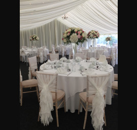 White Ruffle Chair Hoods on Chiavari Chairs