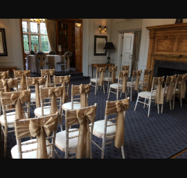 Hessian Sashes on Chiavari Chairs for ceremony set up