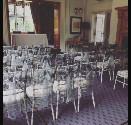 Silver Organza Sashes on Chiavari Chairs