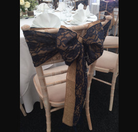 Hessian & Navy Lace Sashes on Chiavari Chairs