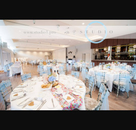 Baby Blue Organza Sashes on Chiavari Chairs (credit Studio 1)