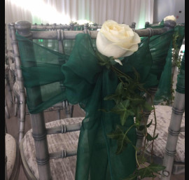 Green Organza Sash on Chiavari Chair