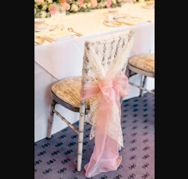 Ivory Lace with Blush Organza