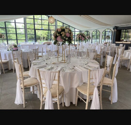 White Chiffon Drapes with Pearl Bands