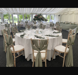 Sage Green Double Drapes & Top Table Draping