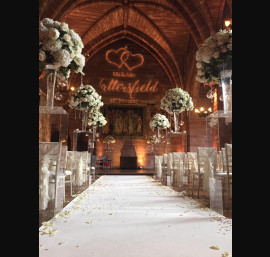 Ivory Ruffle Tail Hoods on Limewash Chiavari Chairs in The Great Hall