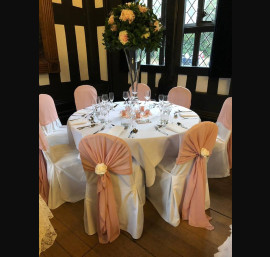 Dusky Pink Chiffon Drapes in The Banqueting Room