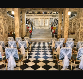 Ivory Lace Hoods on The Marble Staircase