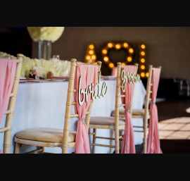 Dusky Pink Chiffon Drapes in the Peel Suite