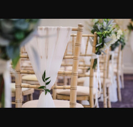 Chiffon Chair Drape on Limewash Chiavari Chair