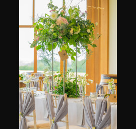 Grey Chiffon Drapes at The Out Barn