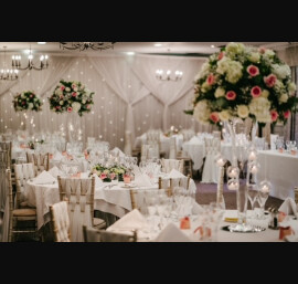 White Chiffon Weaves on Limewash Chiavari Chairs