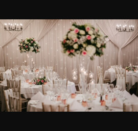 White Chiffon Weaves on Limewash Chiavari Chairs