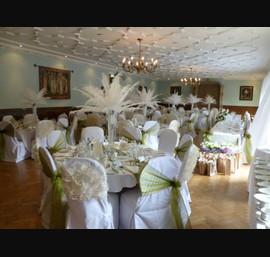 Olive Sashes on White Chair Covers at Miskin Manor