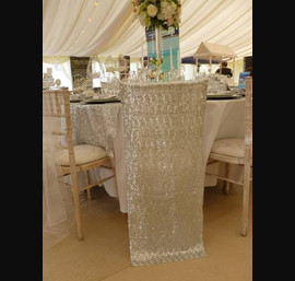 Silver Sequin Chair Veil on Chiavari Chair at Ewenny Priory